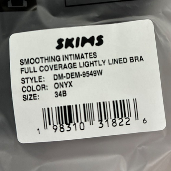 SKIMS Smoothing‎ Intimates Full Coverage Bra Onyx 34B Lightly Lined NWT - Picture 4 of 4